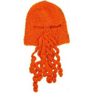 Skullies & Beanies Crochet Octopus Tentacle Beanie Hat Squid Cover Cap Knitted Beard Caps - Orange - CX12O3XKWQK $11.06