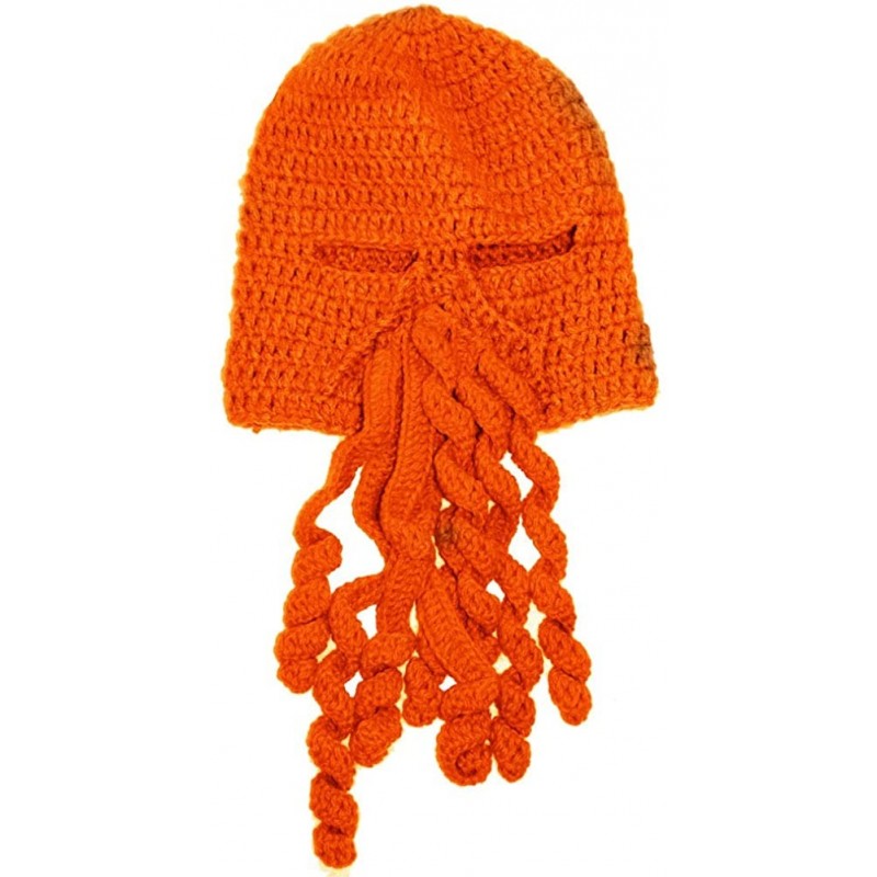 Skullies & Beanies Crochet Octopus Tentacle Beanie Hat Squid Cover Cap Knitted Beard Caps - Orange - CX12O3XKWQK $11.06