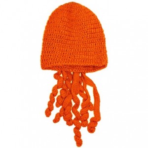 Skullies & Beanies Crochet Octopus Tentacle Beanie Hat Squid Cover Cap Knitted Beard Caps - Orange - CX12O3XKWQK $11.06