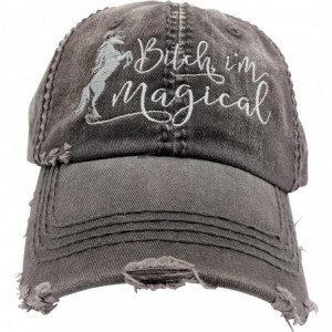 Baseball Caps Women's- Customizable- Unicorn- Bitch I'm Magical- Embroidered Baseball Cap - Grey/Customized - CJ18CQ03YK7 $23.62