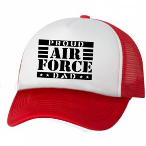 Baseball Caps Proud AIR Force Dad Truckers Mesh Snapback hat - White/Red - CX11NHXL9SB $20.68
