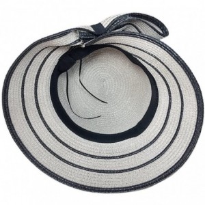 Sun Hats Women Elegant Bowknot Floppy Beach Straw Hats Wide Brim Packable Sun Cap - Grey - C718EZUNTXG $15.91