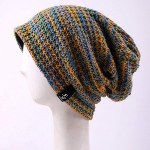 Skullies & Beanies Women's Knit Slouchy Beanie Baggy Skull Cap Turban Winter Summer Beret Hat - Blue/Yellow/Pueple - C518U9NE...