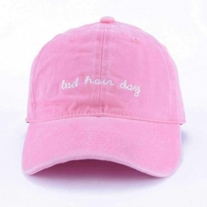 Baseball Caps Bad Hair Day Baseball - Distressted Washed Dad Hat- with Adjustable Strapback - Pink - CU18IITLGMZ $19.41