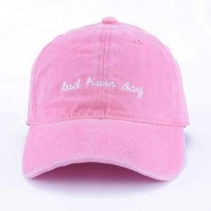 Baseball Caps Bad Hair Day Baseball - Distressted Washed Dad Hat- with Adjustable Strapback - Pink - CU18IITLGMZ $8.63