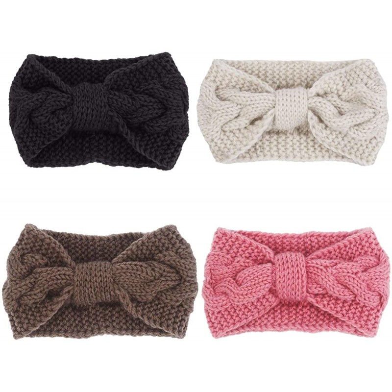Headbands Crochet Turban Headband for Women Warm Bulky Crocheted Headwrap - 4 Pack Crochet Knot - CU187CKTOZG $12.72