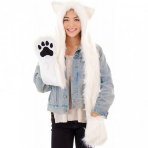 Skullies & Beanies 3-in-1 Multi-Functional Animal Hat- Scarf- Mitten Combo - Polar Bear - C711Q470CS5 $23.00