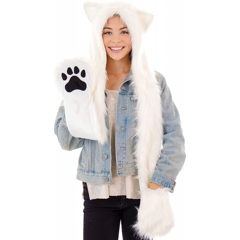 Skullies & Beanies 3-in-1 Multi-Functional Animal Hat- Scarf- Mitten Combo - Polar Bear - C711Q470CS5 $23.00