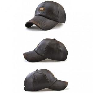 Baseball Caps Vintage PU Leather Hats for Men Adjustable Baseball Cap Dad Hat - 12966 Dark Coffee - CK18ZIESGMH $10.47