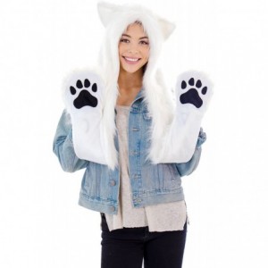 Skullies & Beanies 3-in-1 Multi-Functional Animal Hat- Scarf- Mitten Combo - Polar Bear - C711Q470CS5 $23.00