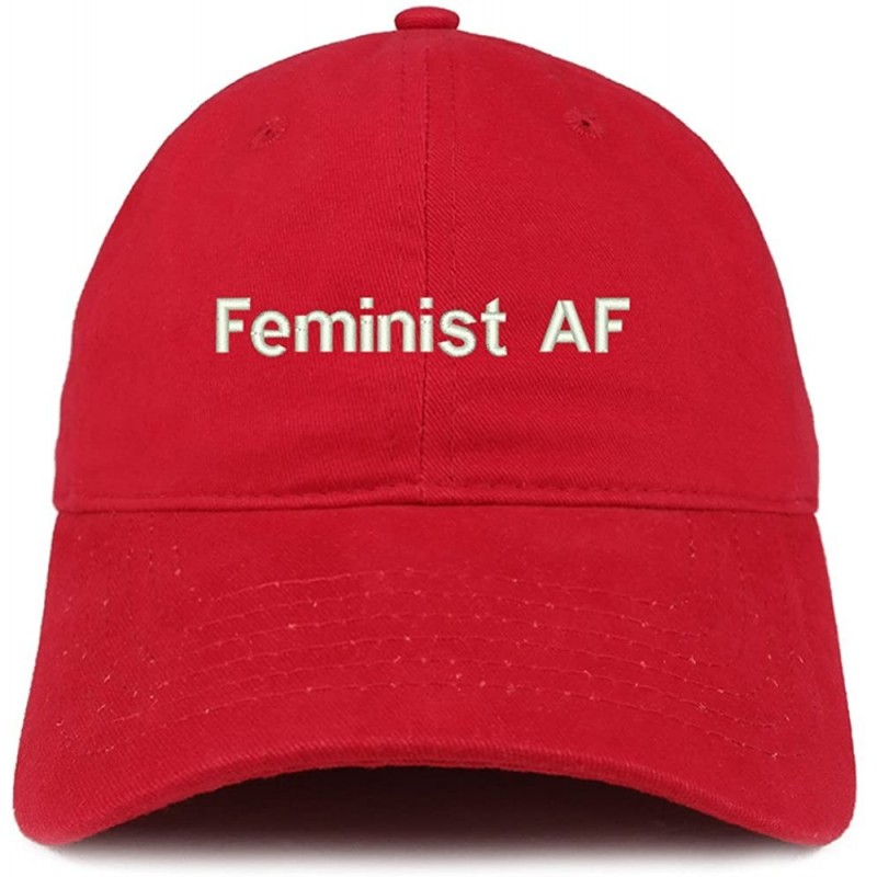 Baseball Caps Feminist AF Embroidered Soft Low Profile Adjustable Cotton Cap - Red - C512NSL8TH6 $13.95