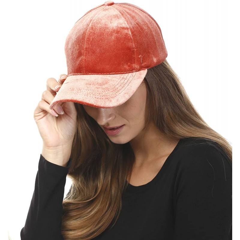 Baseball Caps Unisex Plain Soft Velvety Baseball Cap Hat Adjustable Band - Coral - CO18IA369MH $11.30