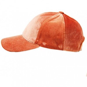 Baseball Caps Unisex Plain Soft Velvety Baseball Cap Hat Adjustable Band - Coral - CO18IA369MH $11.30