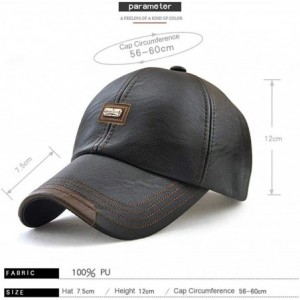 Baseball Caps Vintage PU Leather Hats for Men Adjustable Baseball Cap Dad Hat - 12966 Dark Coffee - CK18ZIESGMH $10.47