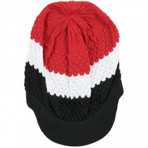 Skullies & Beanies Unisex Cotton Classic Rasta Beanie Visor - Blk/Wht/Red - CF123UWTRH3 $18.62