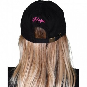 Baseball Caps Women's Breast Cancer Awareness Pink Ribbon Logo Hope Shredded Baseball Hat Cap - Black - CZ18N04T3C0 $15.91