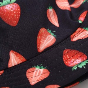 Bucket Hats Unisex Print Double-Side-Wear Reversible Bucket Hat - Strawberry Black - C31996ZYXI6 $14.84