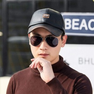 Baseball Caps Vintage PU Leather Hats for Men Adjustable Baseball Cap Dad Hat - 12966 Dark Coffee - CK18ZIESGMH $10.47