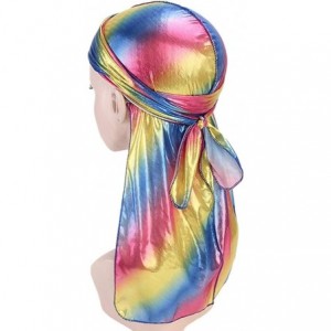 Skullies & Beanies Unisex Men Women's Fashion Velvet Bandana Hat Durag Rag Tail Headwrap Headwear - Blue 2 - CM18TECQN2W $9.03