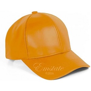 Baseball Caps Genuine Cowhide Leather Adjustable Baseball Cap Made in USA - Gold - CG11XLMEC6J $15.30