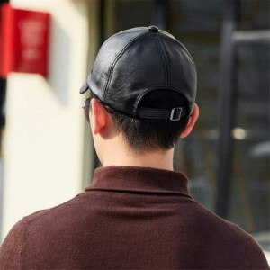 Baseball Caps Vintage PU Leather Hats for Men Adjustable Baseball Cap Dad Hat - 12966 Dark Coffee - CK18ZIESGMH $10.47