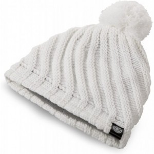 Skullies & Beanies Evony Womens Ribbed Pom Beanie Hat with Warm Fleece Lining - One Size - White - CY187NEDLWT $30.42