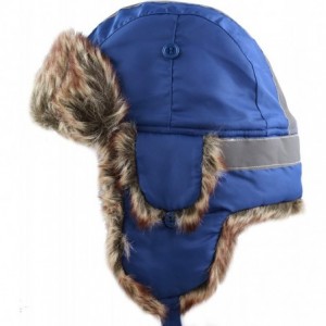 Bomber Hats Safety Reflective Faux Fur Aviator Kids Adult Trapper Hat Snow Ski Trooper Winter Cap - Royal Blue - C118K2ULYK0 ...
