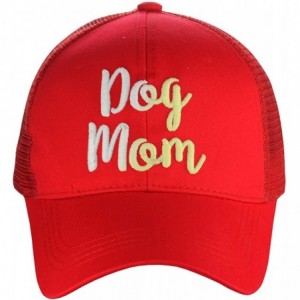 Baseball Caps Ponycap Color Changing 3D Embroidered Quote Adjustable Trucker Baseball Cap - Dog Mom- Red - CJ18D8UUW86 $10.73