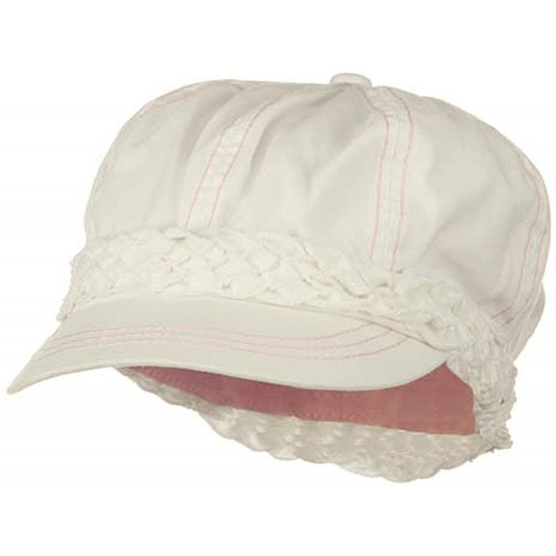 Newsboy Caps Ladies Brushed Canvas Newsboy Hat - White - CG114YSOJZ3 $12.54