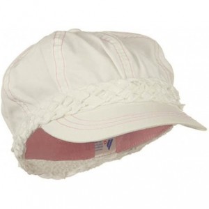 Newsboy Caps Ladies Brushed Canvas Newsboy Hat - White - CG114YSOJZ3 $12.54