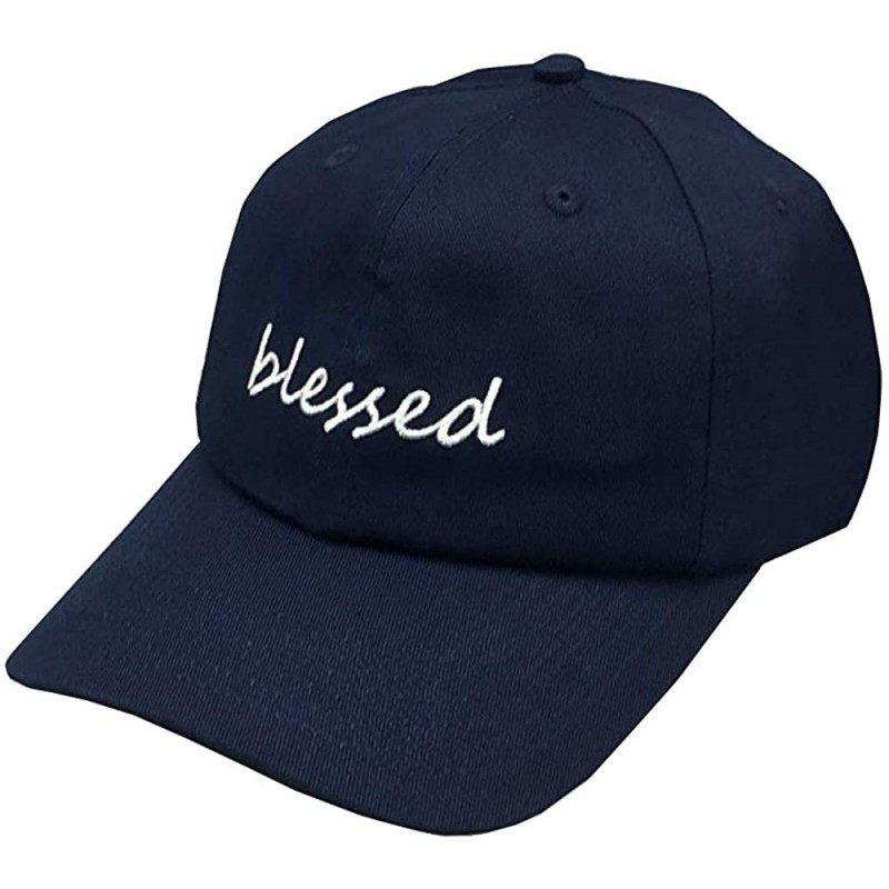 Baseball Caps Blessed Embroidered Unisex Women Dad Cap Adjustable Strapback Baseball hat - Navy - CX18ZXSLR04 $9.64