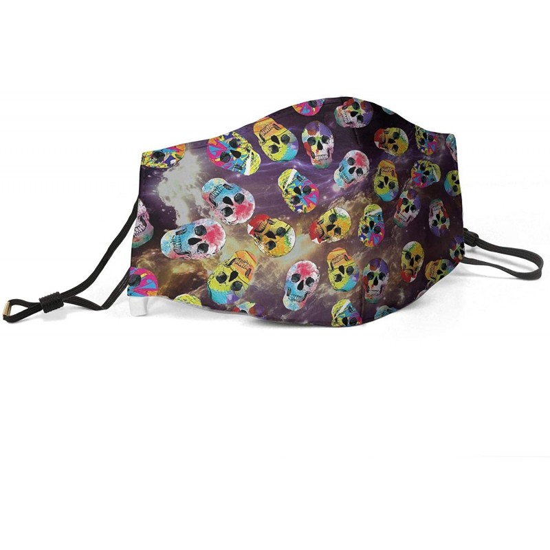 Balaclavas Muffle Printed Adjustable Earloop Face Mask - Colorful Skull 3d - CM197XMCIEL $15.27