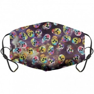 Balaclavas Muffle Printed Adjustable Earloop Face Mask - Colorful Skull 3d - CM197XMCIEL $15.27