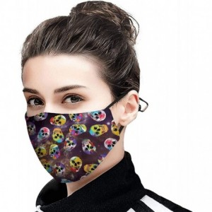 Balaclavas Muffle Printed Adjustable Earloop Face Mask - Colorful Skull 3d - CM197XMCIEL $15.27