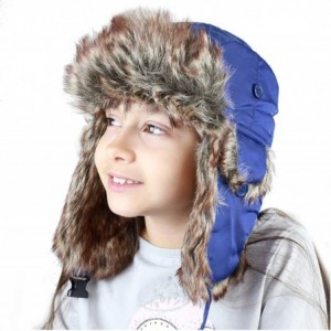 Bomber Hats Safety Reflective Faux Fur Aviator Kids Adult Trapper Hat Snow Ski Trooper Winter Cap - Royal Blue - C118K2ULYK0 ...