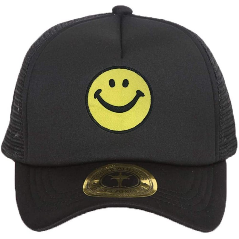 Baseball Caps Smiley Face Black Adjustable Trucker Hat - C218HIQ97OI $10.37