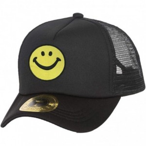 Baseball Caps Smiley Face Black Adjustable Trucker Hat - C218HIQ97OI $10.37