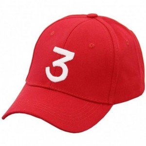 Baseball Caps Chance The Rapper Baseball-Cap Embroidered 3 Dad Hat Hip-Hop - Red - CW18QY3R7T9 $11.78
