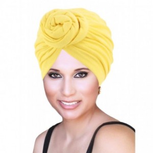 Skullies & Beanies Cancer Hair Bonnets for Black Women Chemo Pre Tie Head Turban Cap for Bad Hair Day Yellow - C2197YGO5XN $1...