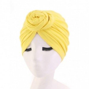 Skullies & Beanies Cancer Hair Bonnets for Black Women Chemo Pre Tie Head Turban Cap for Bad Hair Day Yellow - C2197YGO5XN $1...