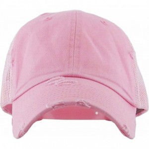 Baseball Caps Women's Adjustable Athletic Trucker Hat Mesh Baseball Cap Dad Hat - Solid Distressed - Light Pink - C3196AGGSD3...