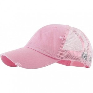 Baseball Caps Women's Adjustable Athletic Trucker Hat Mesh Baseball Cap Dad Hat - Solid Distressed - Light Pink - C3196AGGSD3...