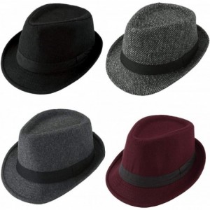 Fedoras Unisex Classic 20s Manhattan Cotton Twill Herringbone Trilby Fedora Hat with Band Casual Jazz Wool Cap - C718OTXORM0 ...