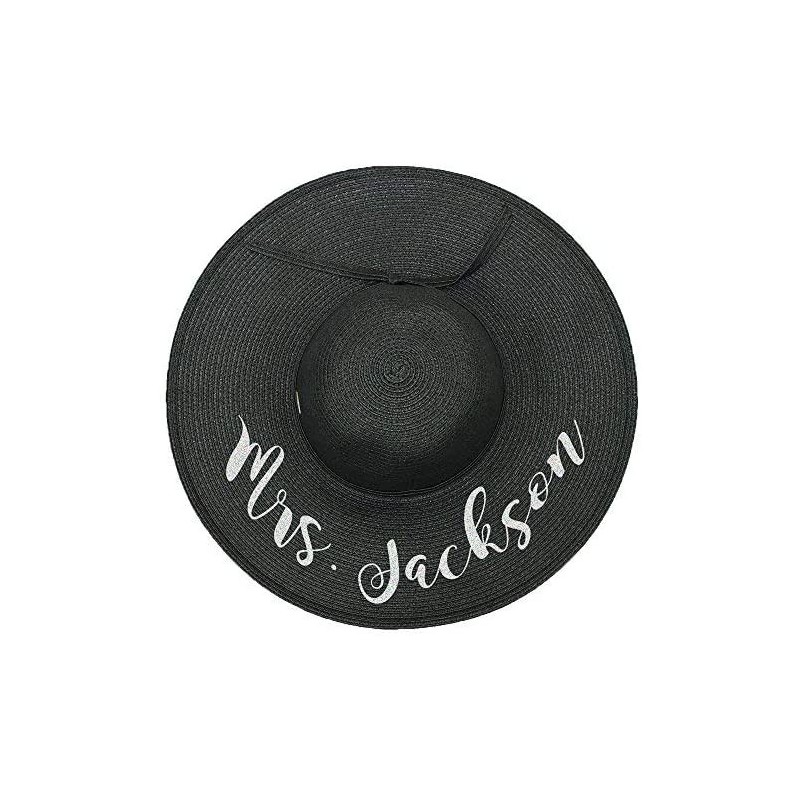 Sun Hats Personalized Mrs. Floppy Sun Hats - Black - CG18EUKORWX $24.11