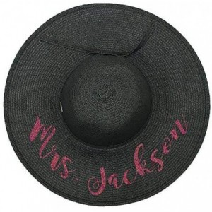 Sun Hats Personalized Mrs. Floppy Sun Hats - Black - CG18EUKORWX $24.11