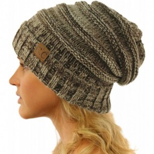 Skullies & Beanies Winter Trendy Warm Oversized Chunky Baggy Stretchy Slouchy Skully Beanie Hat - Mix Brown - CA18IHHA9HW $8.41