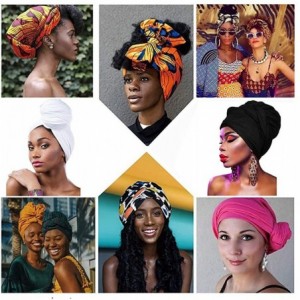 Headbands Stretch Turbans Head-Wrap for Women African Printed Long Hair Scarf Headband - Floral E - C518R457WCI $12.49