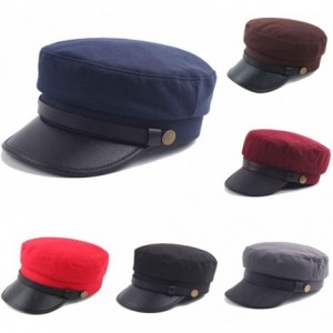 Newsboy Caps Women Men Washed Cotton Cadet Army Cap Basic Cap Military Style Hat Flat Top Cap Baseball Cap - CQ18ZRZ8M8T $7.39