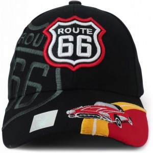 Baseball Caps Route 66 Classic Car Embroidered Structured Baseball Cap - Black - C318IS65W42 $25.86