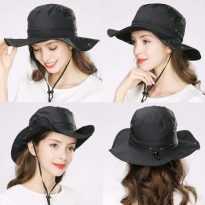 Sun Hats FANCET Fishing Sun Hat Wide Brim for Men Women Nylon Foldable Packable - 00702_black - CT18RUHLYCW $13.70